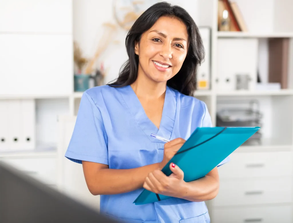 healthcare worker smiling at camera